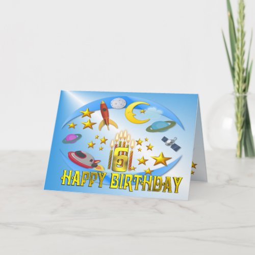 Space Journey 6th Birthday Card