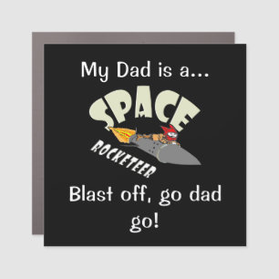 Space journey of a rocketeer car magnet