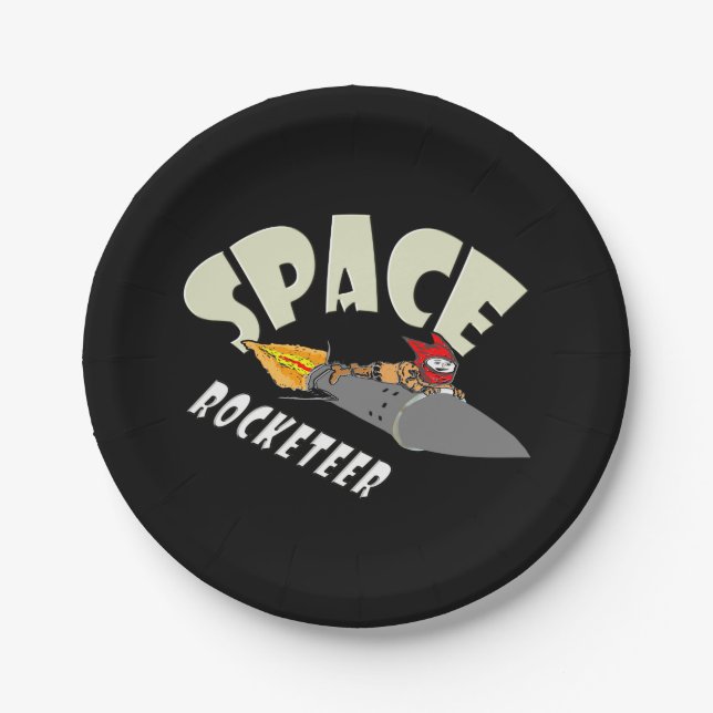 Space journey of a rocketeer  paper plates (Front)