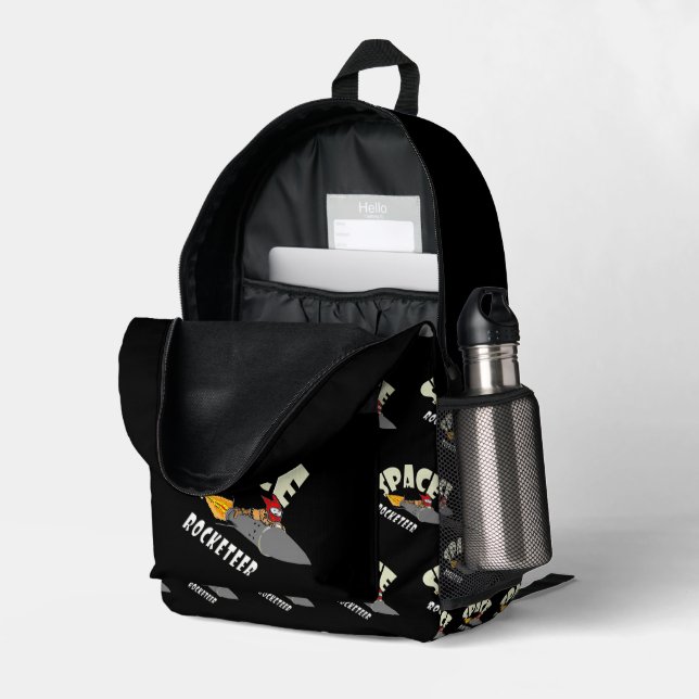 Space journey of a rocketeer  printed backpack (Back Corner Right (Open))