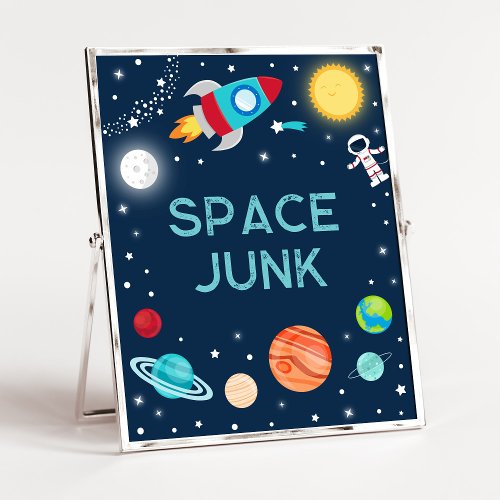 Space Junk Astronaut Planets Birthday Snack Sign