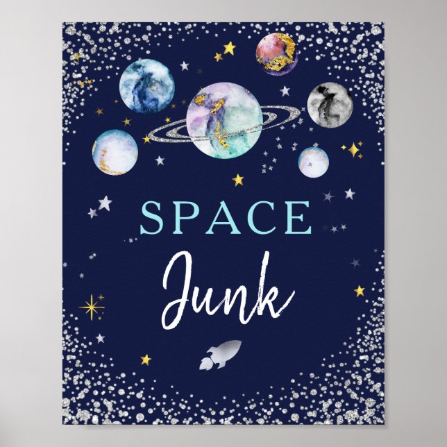 Space Junk Space Galaxy Birthday Party Poster (Front)