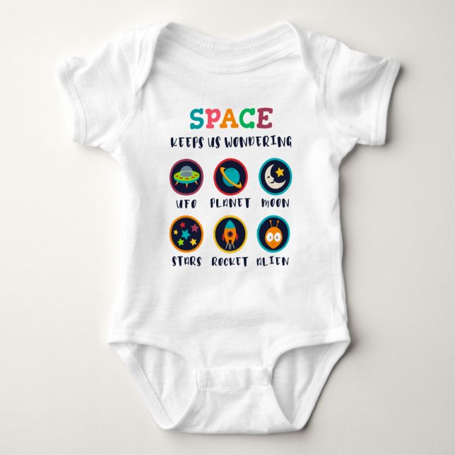 Space keeps us wondering baby bodysuit (Front)