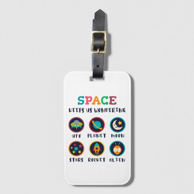 Space keeps us wondering luggage tag (Front Vertical)