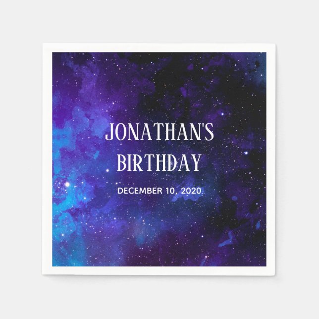 Space kids birthday. Planetarium party. Galaxy Napkins (Front)