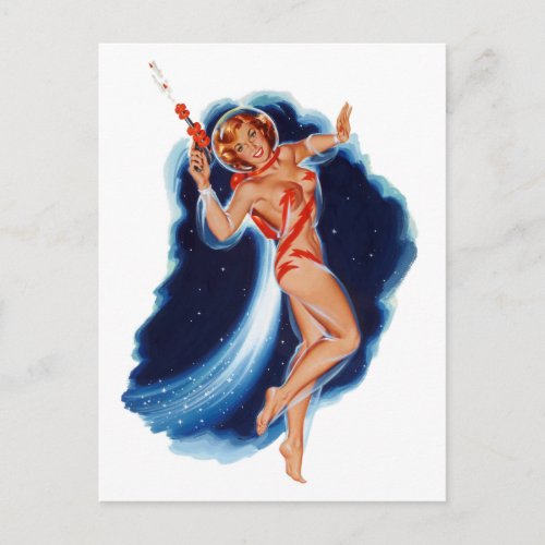 Space Kitsch Girl Pin Up Postcard