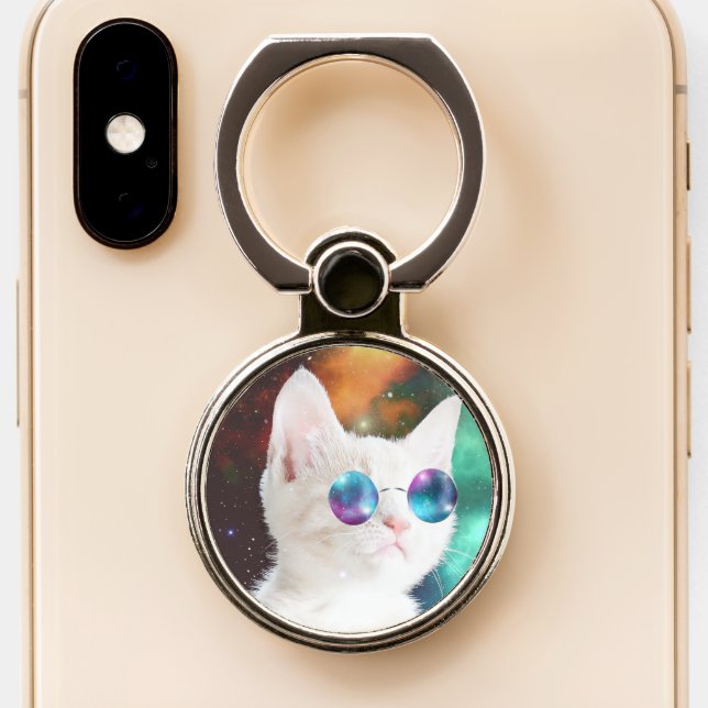 Space Kitten Phone Ring Stand (Close Up)