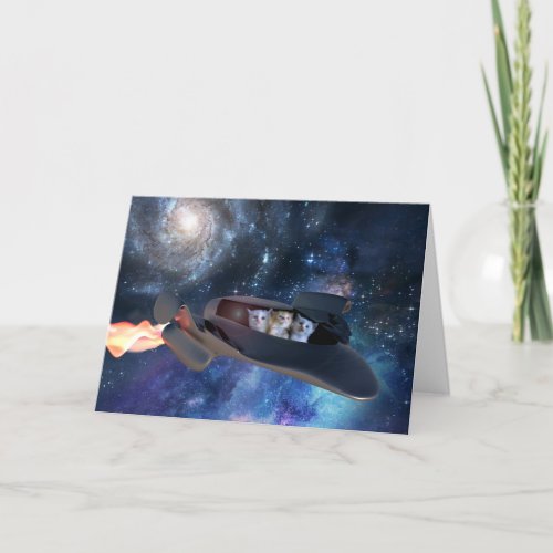 Space Kittens Joyride Farewell Card