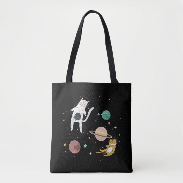 Space kitty and planet tote bag (Front)