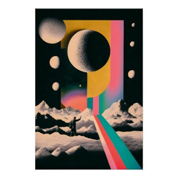 Space Landscape Retro Style Cosmos Abstract Crazy Poster by ReligiousStore at Zazzle