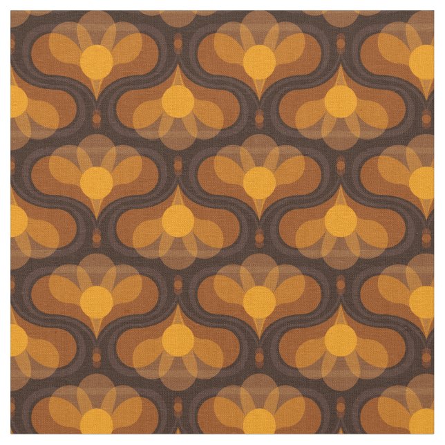 Space Lily Mustard Print Fabric (Close Up)