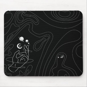 Space line art deskmat mouse pad