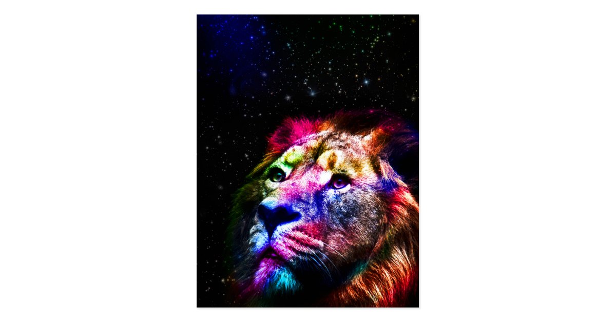 Space Lion Casespace Lion Colorful Lion Lion Postcard Zazzle Com