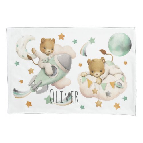 Space lion pillow case