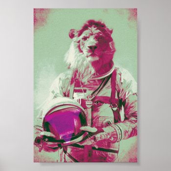 Space Lion Poster by freebirdstriangle at Zazzle