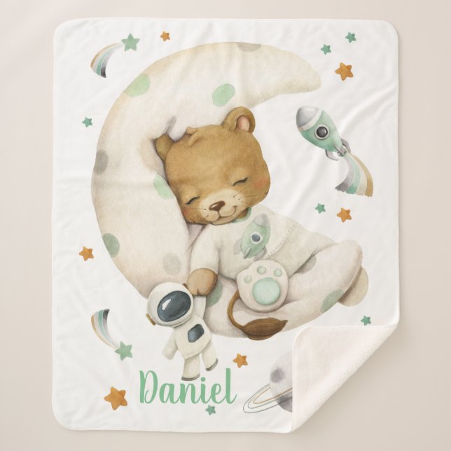 Space Lion Sherpa Blanket (Front)