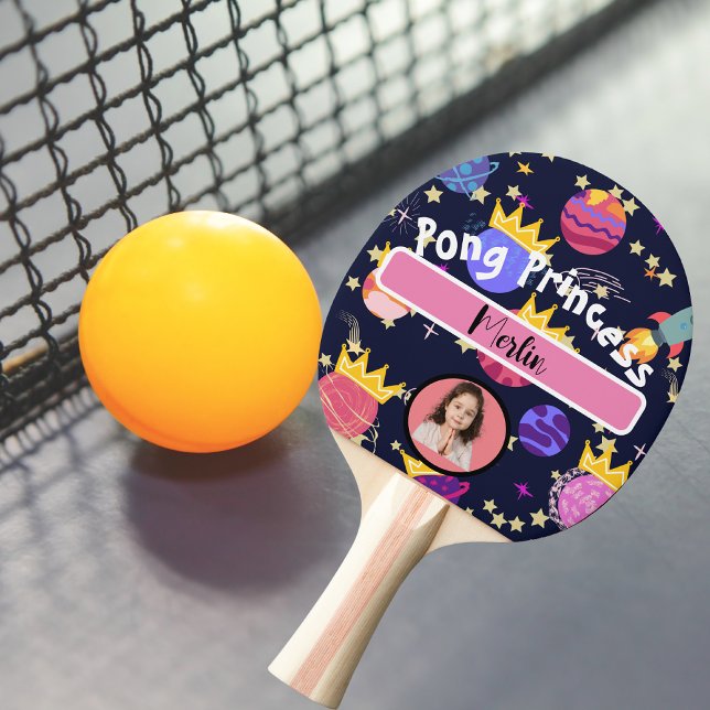 Space love  personalized name and photo colourful ping pong paddle (Creator Uploaded)