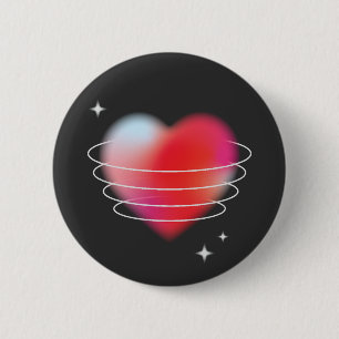 Space love, red heart hitech design valentines day button