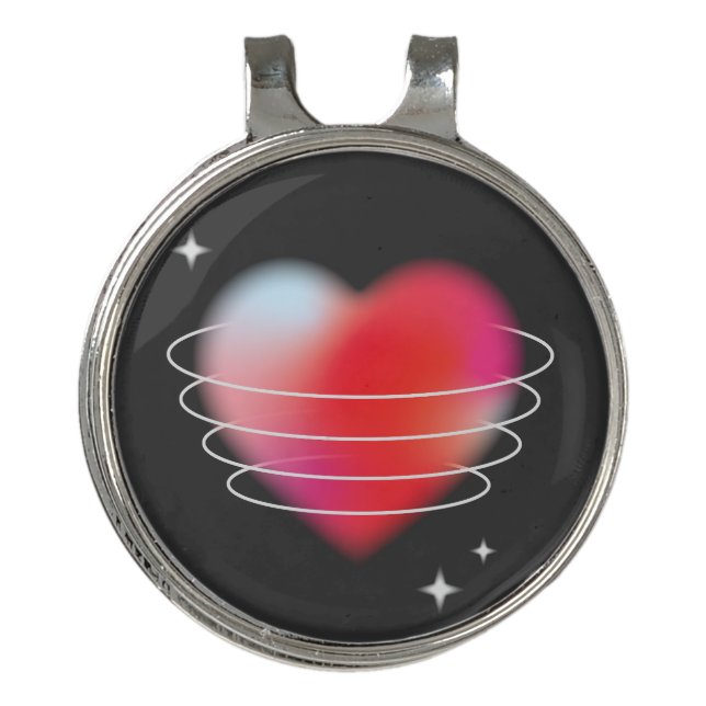 Space love, red heart hitech design valentines day golf hat clip (Front)