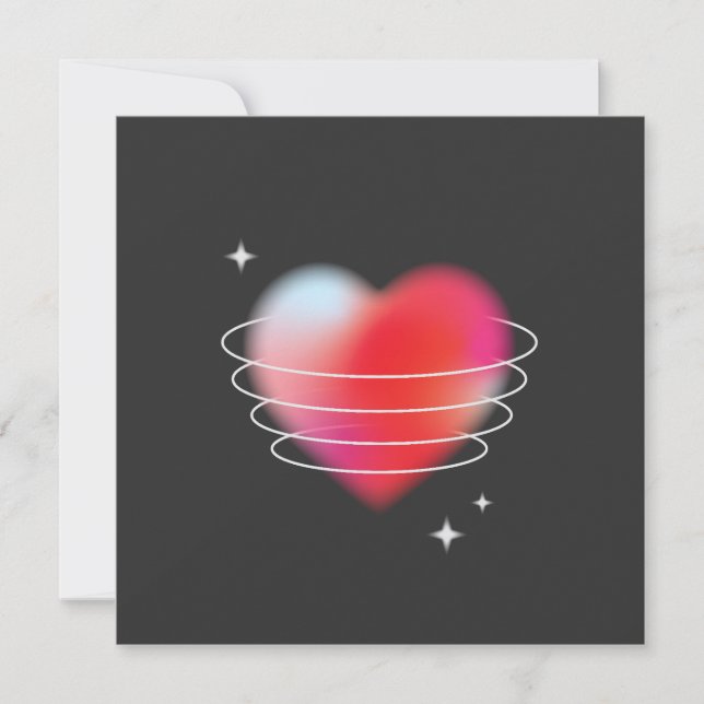 Space love, red heart hitech design valentines day invitation (Front)