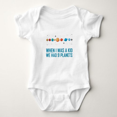 Space Lover Adult Astronomy Hobby Pluto 9 Planet Baby Bodysuit