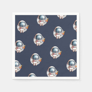 Space Man Rocket Ship Moon Birthday Napkins