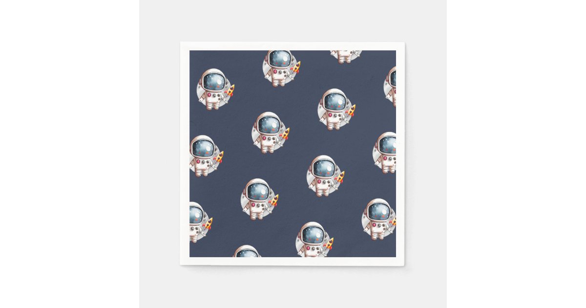 Space Man Rocket Ship Moon Birthday Napkins | Zazzle