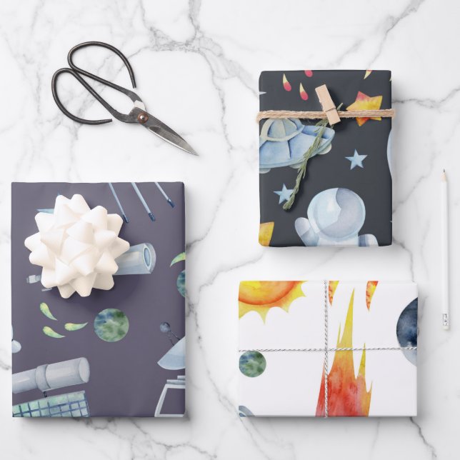 Space Man Wrapping Paper Sheets (Front)