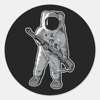 Space Marine - Astronaut with a Rifle Classic Round Sticker