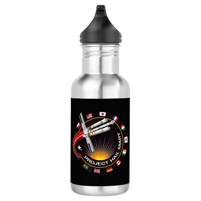 Space Mission Patch Stainless Steel Water Bottle (Right)