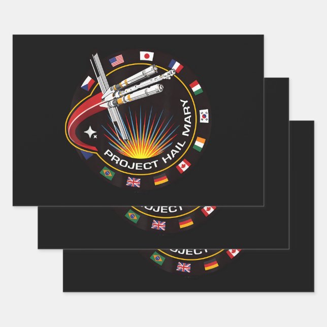 Space Mission Patch Wrapping Paper Sheets (Set)