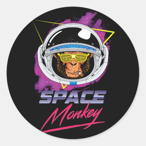 Space Monkey 80s Classic Round Sticker