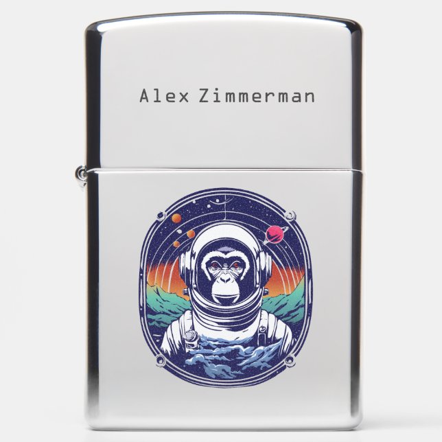Space Monkey Astronaut Zippo Lighter (Front)