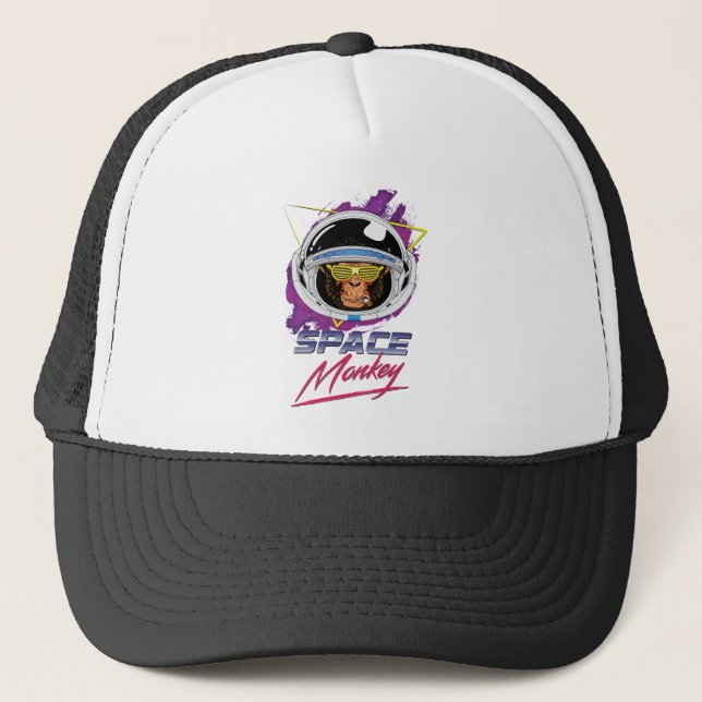 Space Monkey Retro Trucker Hat (Front)
