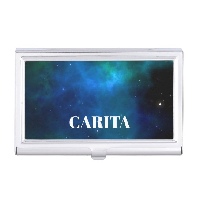 Space Monogram Business Card Holder (Front)