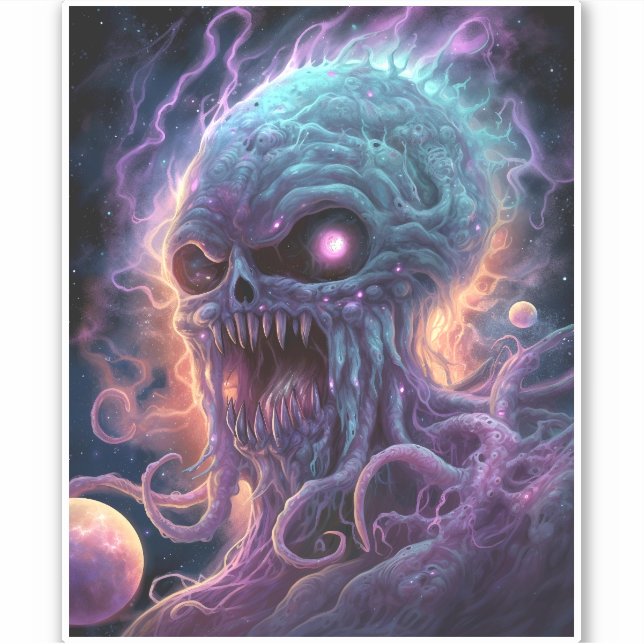 Space Monster Horror Art Sticker (Front)