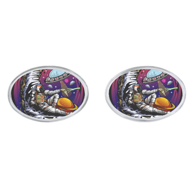 Space Moon Cheese Cufflinks (Front)