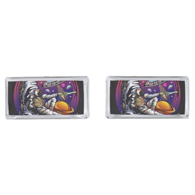 Space Moon Cheese Cufflinks (Front)