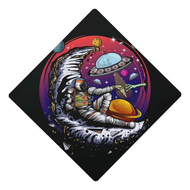 Space Moon Cheese Graduation Cap Topper (Front)