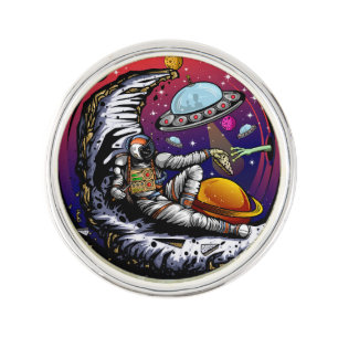 Space Moon Cheese Lapel Pin