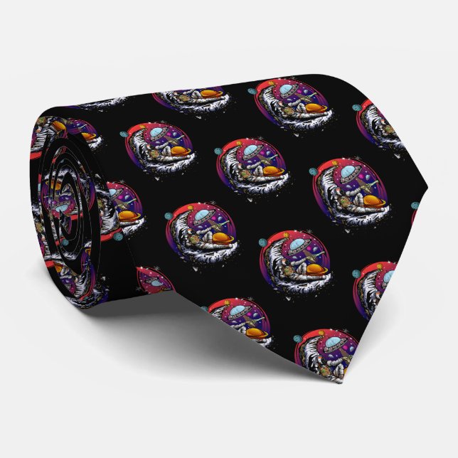 Space Moon Cheese Neck Tie (Rolled)