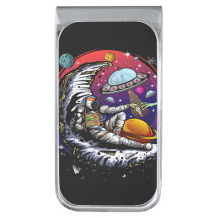 Space Moon Cheese Silver Finish Money Clip