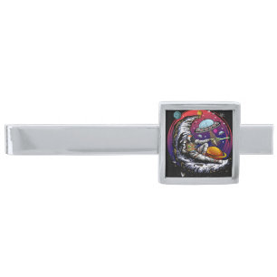 Space Moon Cheese Silver Finish Tie Bar