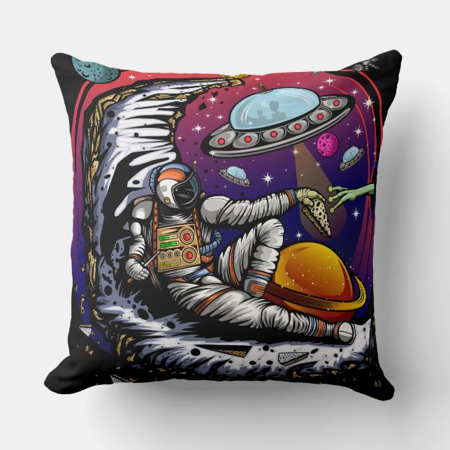 Space Moon Cheese Throw Pillow (Front)