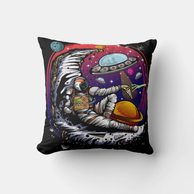 Space Moon Cheese Throw Pillow (Front)