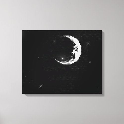 Space moon face canvas print