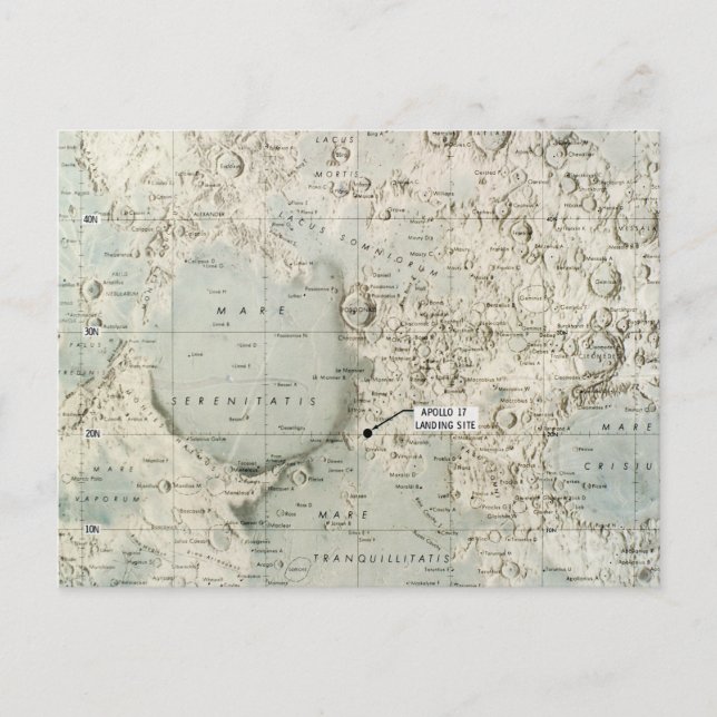 SPACE: MOON MAP, 1972 POSTCARD (Front)