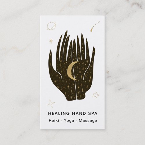  Space Moon Stars Celestial Gold Healing Hands Business Card