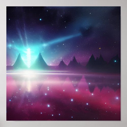 Space Mountains Background Poster