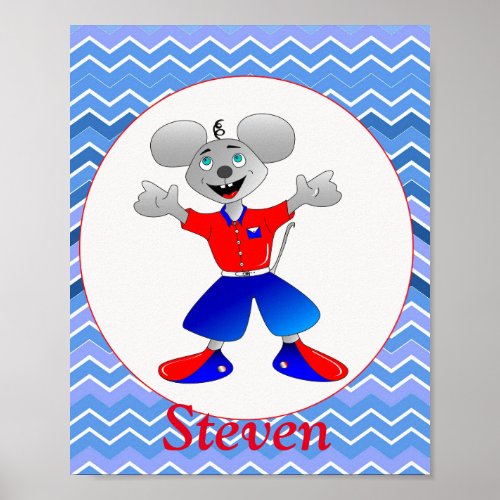 Space mouse children nursery art poster